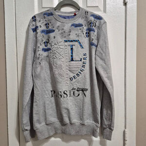 Men's Les Designers Gray & Blue‎ Graphic Sweatshirt M